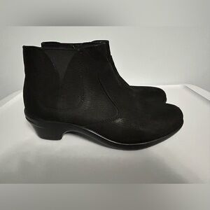 Aravon Black Suede Chelsea Ankle Booties